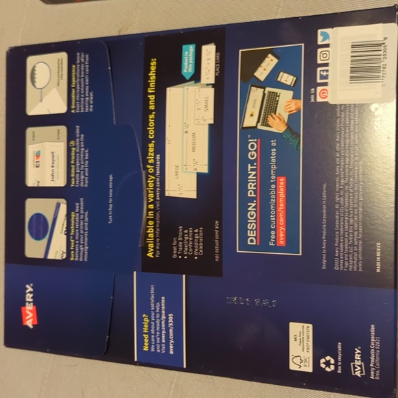 NWT/NIP (100 ct)🌟🤍AVERY matte white MED embossed TENT CARDS (#5305) printable - Picture 5 of 6